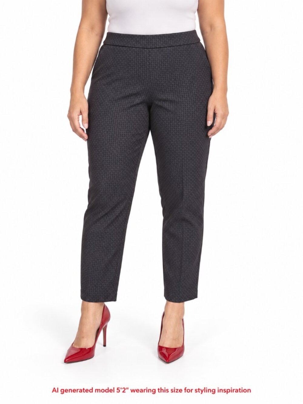 Rafaella New Sz 14 Black Textured Pull On Ankle Dress Pants